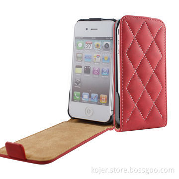 Leather Flip Mobile Phone Cases for iPhone 5, with Plastic Shell Inside